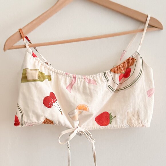 NWT Drawstring Crop Top (S) Al Fresco Printed Top by Bailey Ros - Picture 1 of 5
